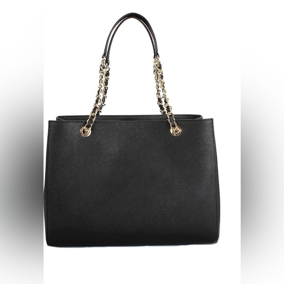 Michael Kors Large Susannah Tote Bag- Black with Gold-Tone Hardware - Picture 3 of 9